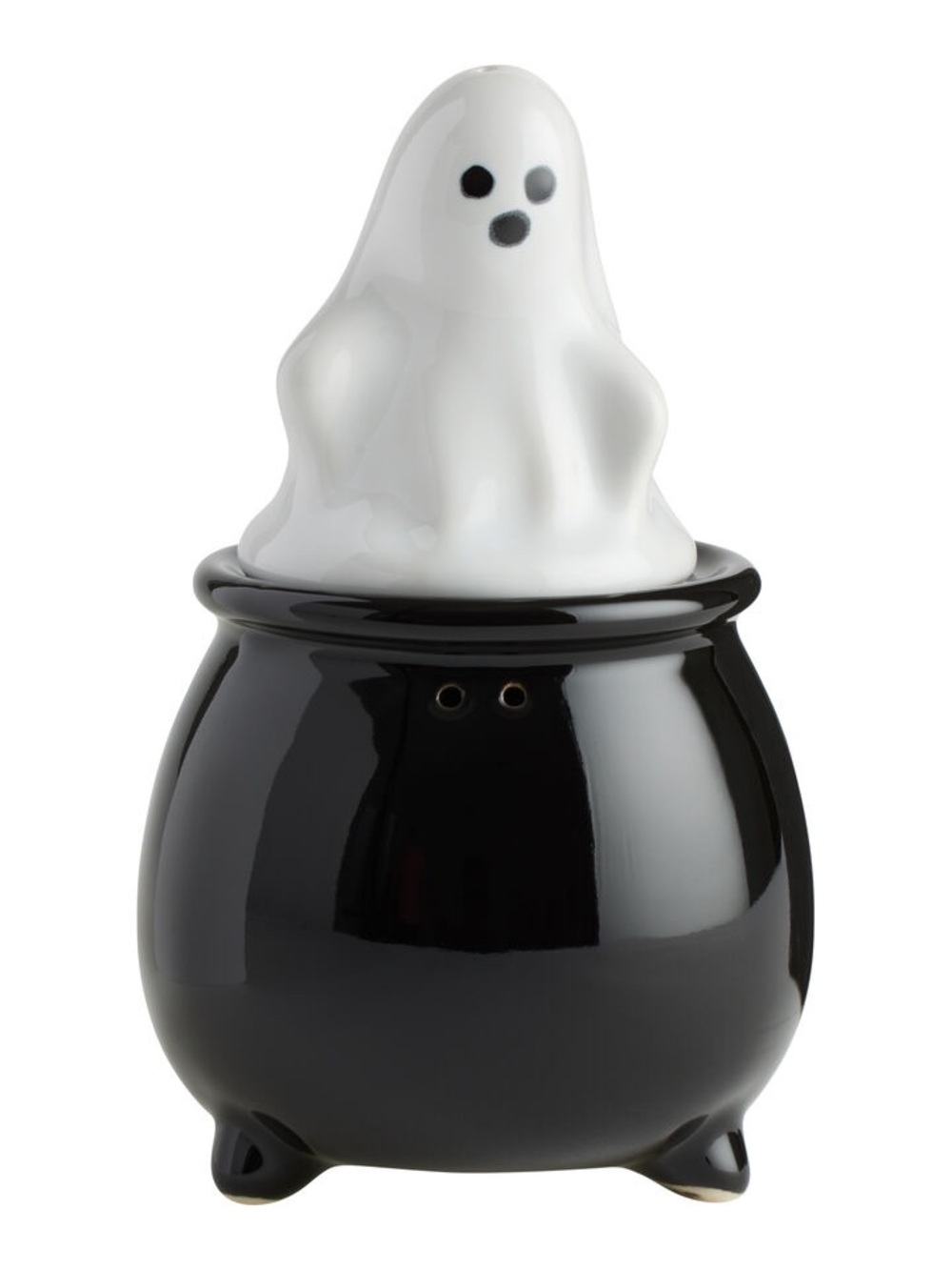 World Market Halloween Ghost Salt & Pepper Shakers in Cauldron Discontinued NIB